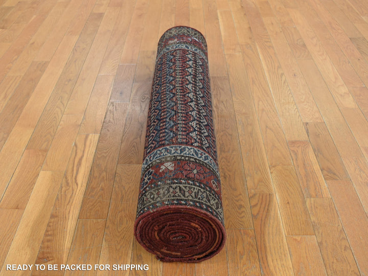 3'7" x 16'6" Vintage Hand Knotted Blue Wool Runner Oriental Rug - MOA10287914