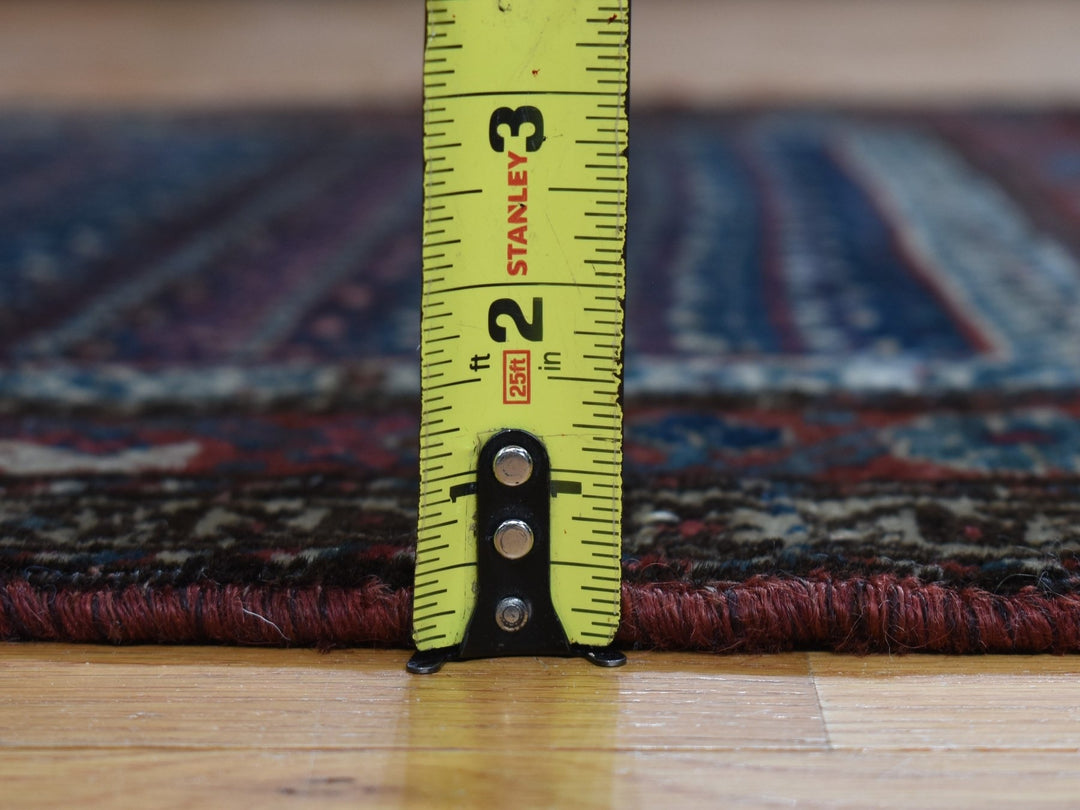 3'7" x 16'6" Vintage Hand Knotted Blue Wool Runner Oriental Rug - MOA10287914
