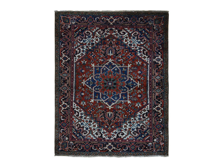 4'9" x 5'10" Vintage Hand Knotted Red Wool Rectangle Oriental Rug - MOA10287915