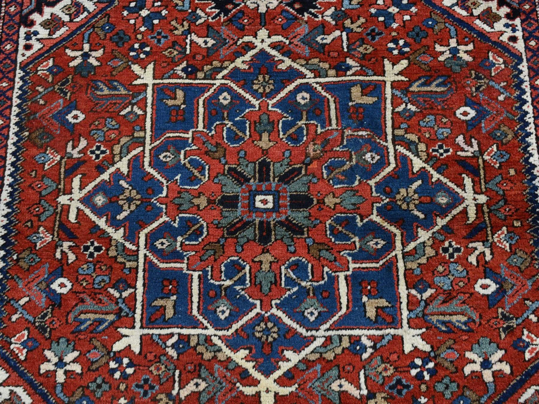 4'9" x 5'10" Vintage Hand Knotted Red Wool Rectangle Oriental Rug - MOA10287915