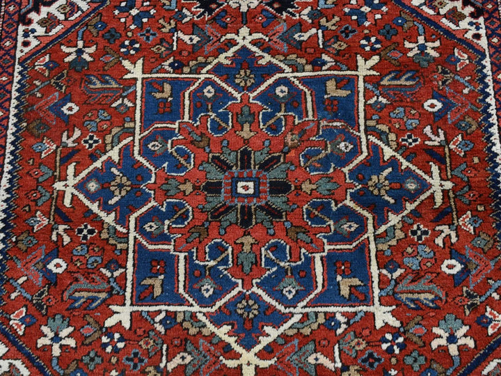 4'9" x 5'10" Vintage Hand Knotted Red Wool Rectangle Oriental Rug - MOA10287915