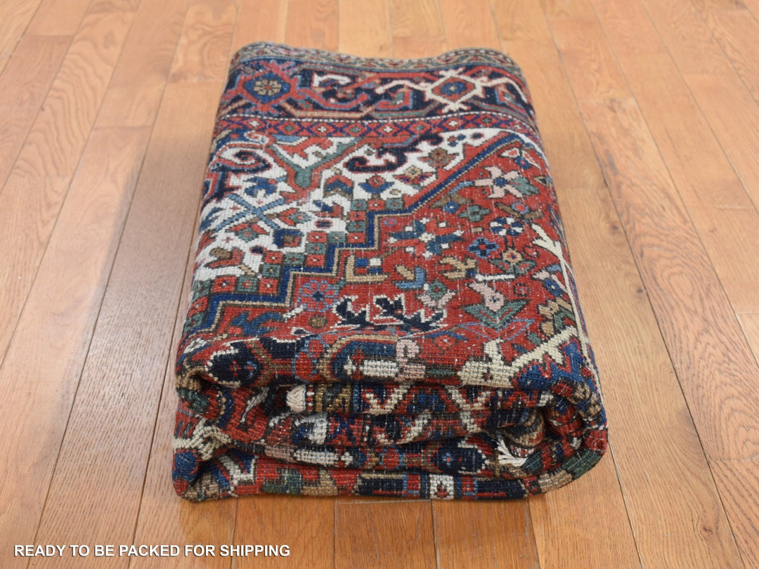 4'9" x 5'10" Vintage Hand Knotted Red Wool Rectangle Oriental Rug - MOA10287915