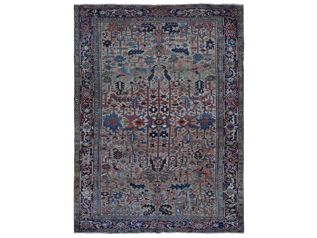 9'3" x 12'4" Vintage Hand Knotted Beige Wool Rectangle Oriental Rug - MOA10287918