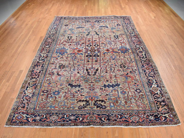 9'3" x 12'4" Vintage Hand Knotted Beige Wool Rectangle Oriental Rug - MOA10287918