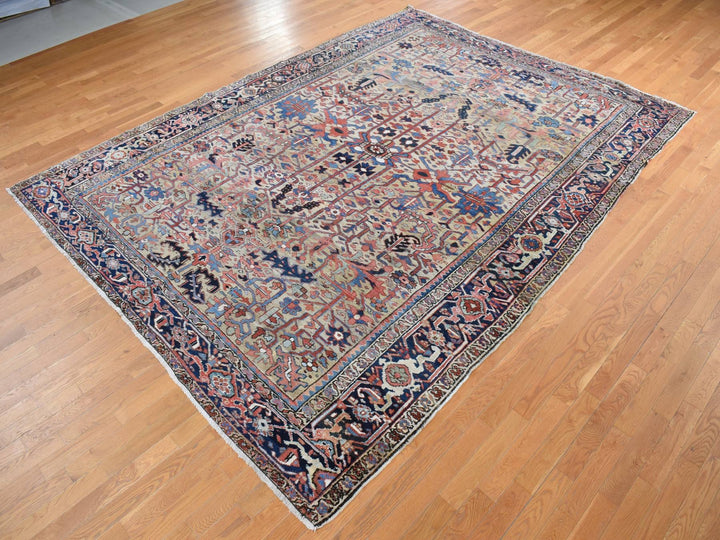 9'3" x 12'4" Vintage Hand Knotted Beige Wool Rectangle Oriental Rug - MOA10287918
