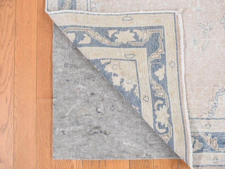 4'7" x 6'7" Vintage Hand Knotted Pink Worn Wool Rectangle Oriental Rug - MOA10287930