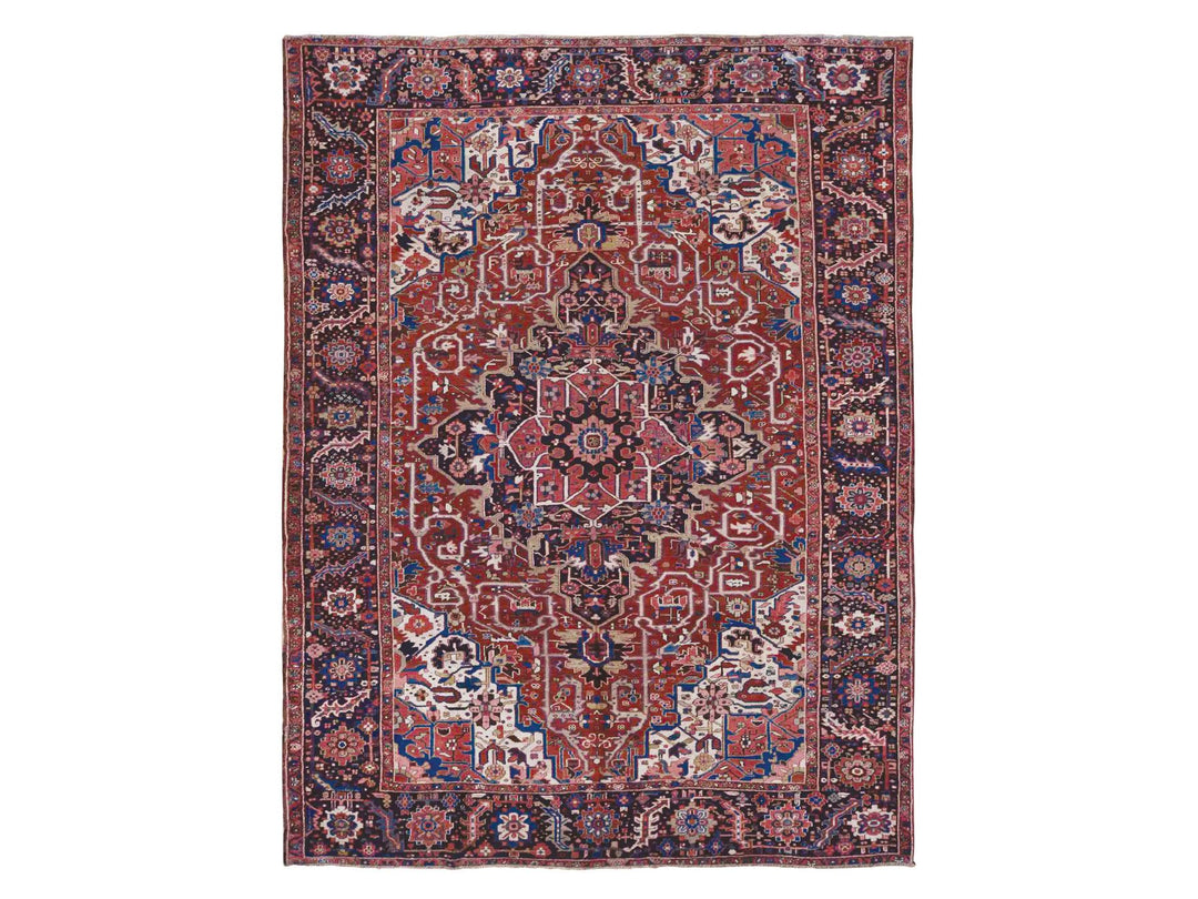 9'8" x 12'10" Vintage Hand Knotted Red Wool Rectangle Oriental Rug - MOA10287933