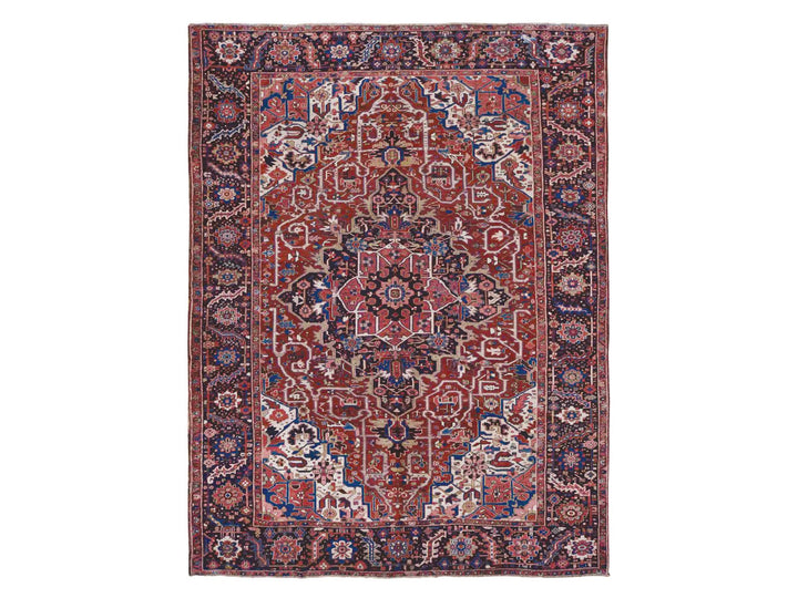9'8" x 12'10" Vintage Hand Knotted Red Wool Rectangle Oriental Rug - MOA10287933