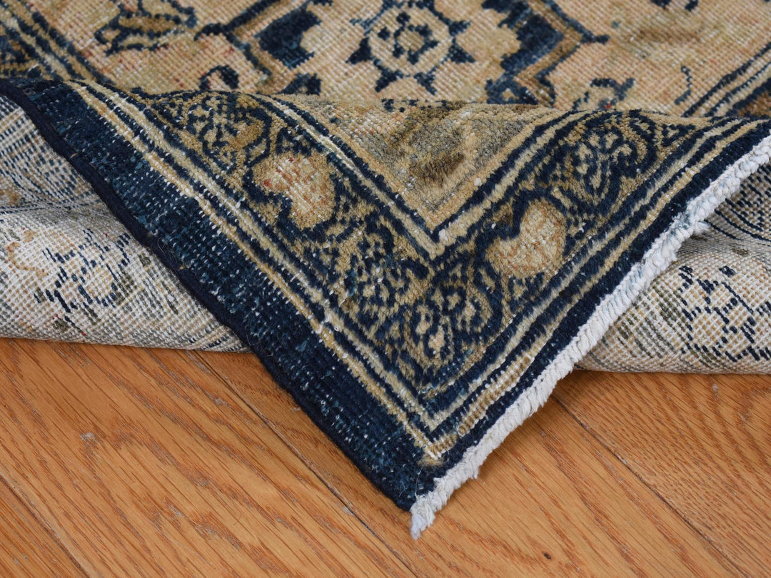 9'4" x 13'9" Vintage Hand Knotted Blue Wool Rectangle Oriental Rug - MOA10287939