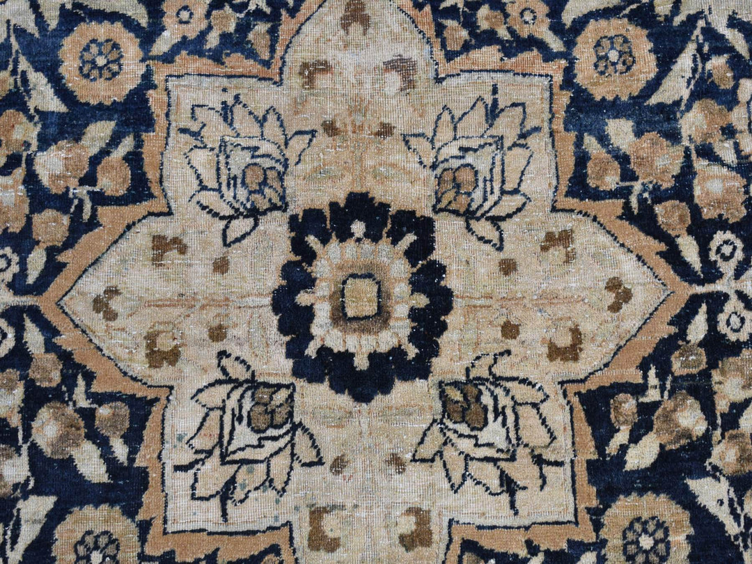 9'4" x 13'9" Vintage Hand Knotted Blue Wool Rectangle Oriental Rug - MOA10287939