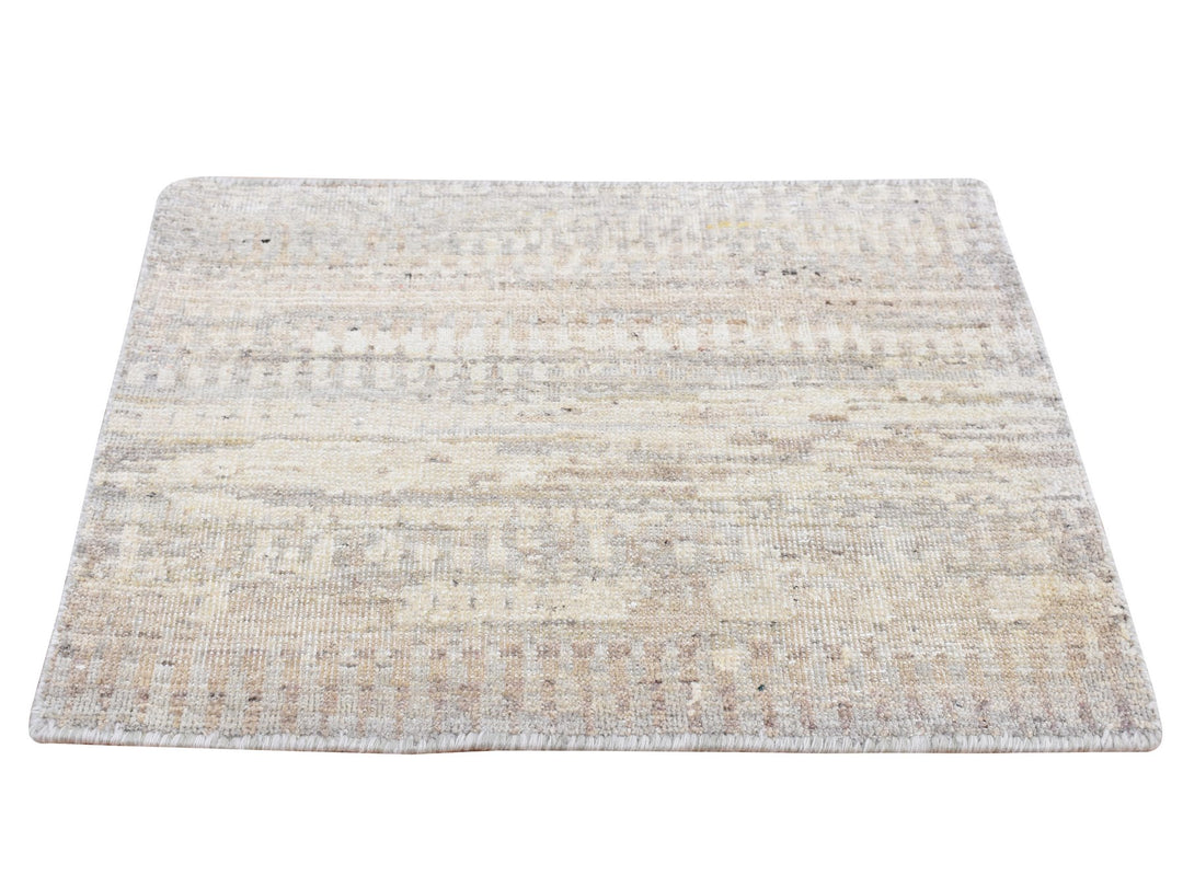 1'6" x 2'0" New Hand Knotted Grey Wool Rectangle Oriental Rug - MOA10287940