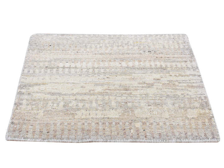 1'6" x 2'0" New Hand Knotted Grey Wool Rectangle Oriental Rug - MOA10287940