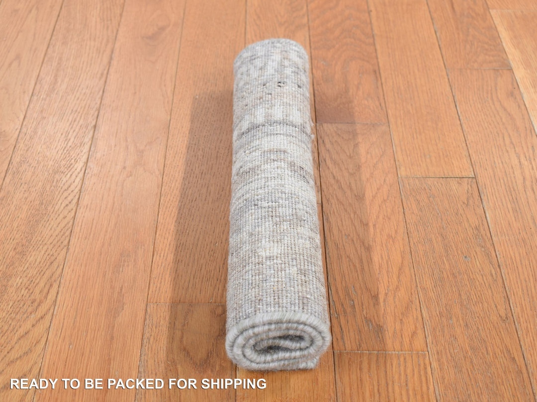 1'6" x 2'0" New Hand Knotted Grey Wool Rectangle Oriental Rug - MOA10287940