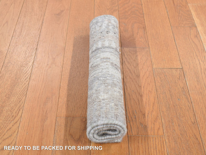 1'6" x 2'0" New Hand Knotted Grey Wool Rectangle Oriental Rug - MOA10287940
