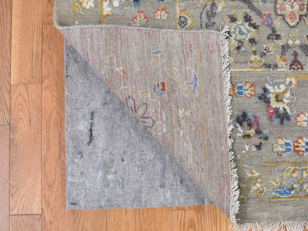 10'0" x 10'6" New Hand Knotted Beige Wool & Silk Square Oriental Rug - MOA10287946