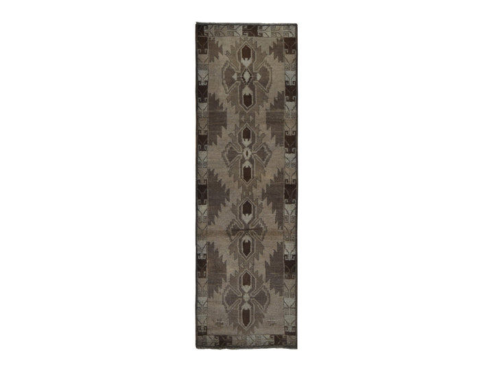 2'5" x 8'0" New Hand Knotted Brown Wool Runner Oriental Rug - MOA10287955