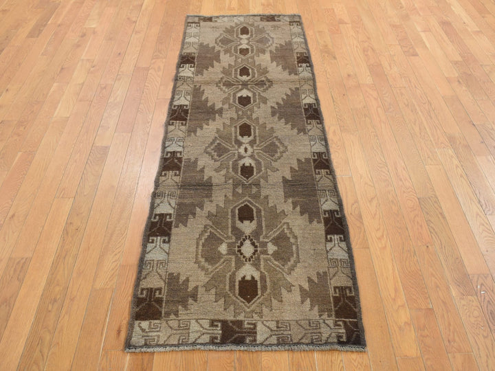 2'5" x 8'0" New Hand Knotted Brown Wool Runner Oriental Rug - MOA10287955