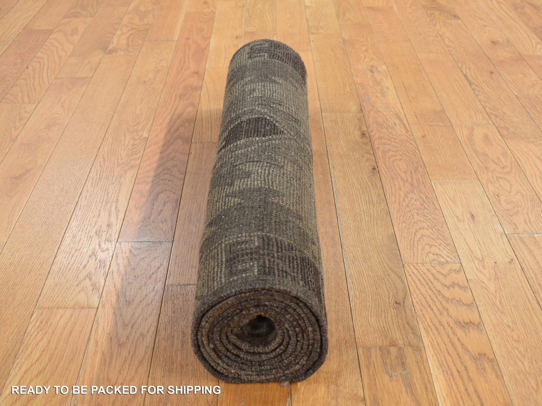 2'5" x 8'0" New Hand Knotted Brown Wool Runner Oriental Rug - MOA10287955