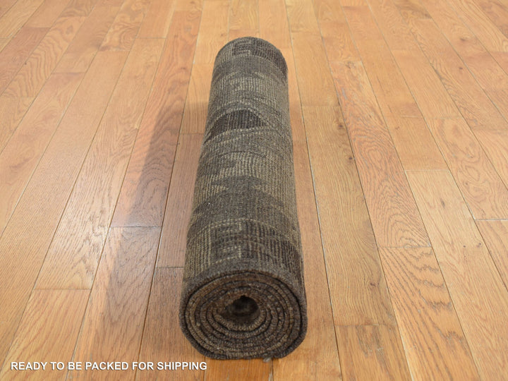 2'5" x 8'0" New Hand Knotted Brown Wool Runner Oriental Rug - MOA10287955