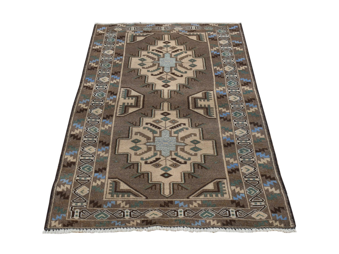 3'0" x 5'2" New Hand Knotted Brown Wool Rectangle Oriental Rug - MOA10287959