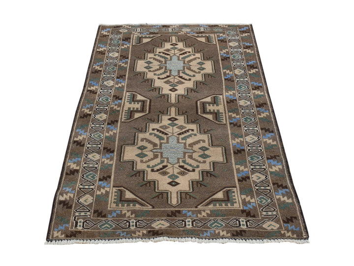 3'0" x 5'2" New Hand Knotted Brown Wool Rectangle Oriental Rug - MOA10287959