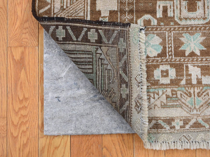 2'9" x 3'9" Vintage Hand Knotted Brown Wool Rectangle Oriental Rug - MOA10287960
