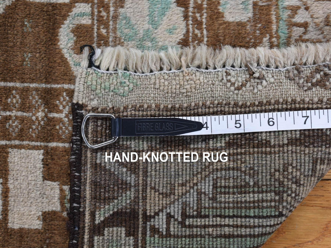 2'9" x 3'9" Vintage Hand Knotted Brown Wool Rectangle Oriental Rug - MOA10287960