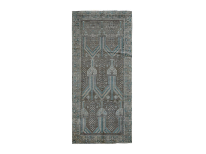4'1" x 9'2" New Hand Knotted Grey Wool Runner Oriental Rug - MOA10287961