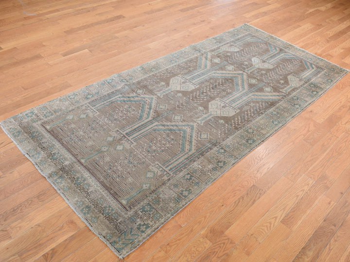 4'1" x 9'2" New Hand Knotted Grey Wool Runner Oriental Rug - MOA10287961