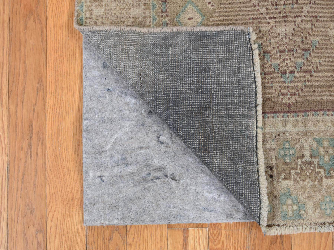 4'1" x 9'2" New Hand Knotted Grey Wool Runner Oriental Rug - MOA10287961