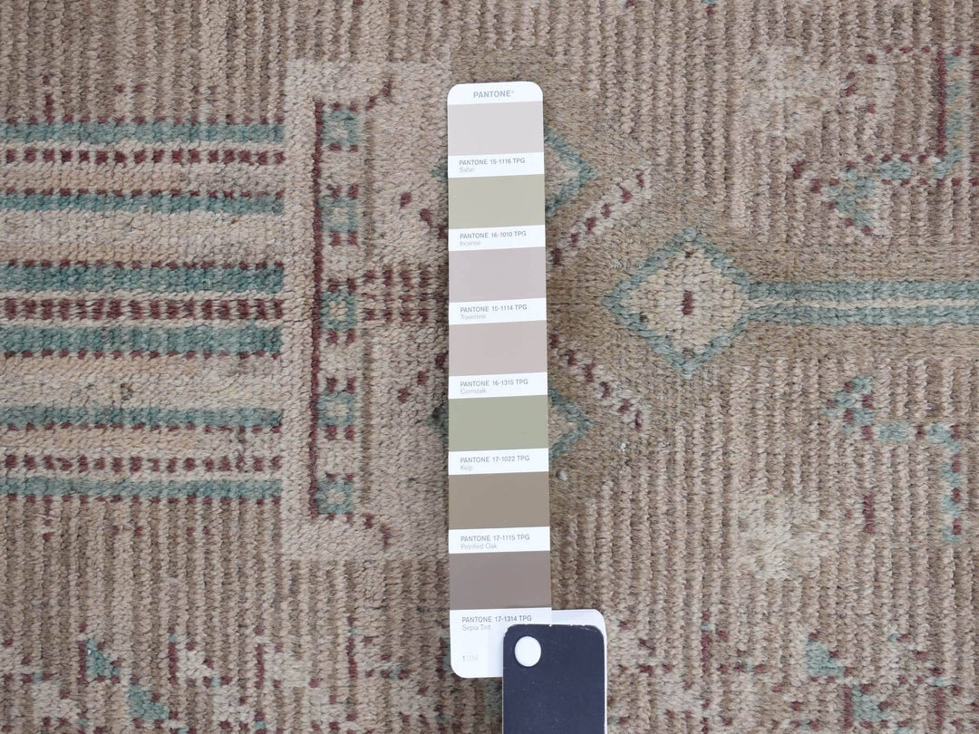 4'1" x 9'2" New Hand Knotted Grey Wool Runner Oriental Rug - MOA10287961