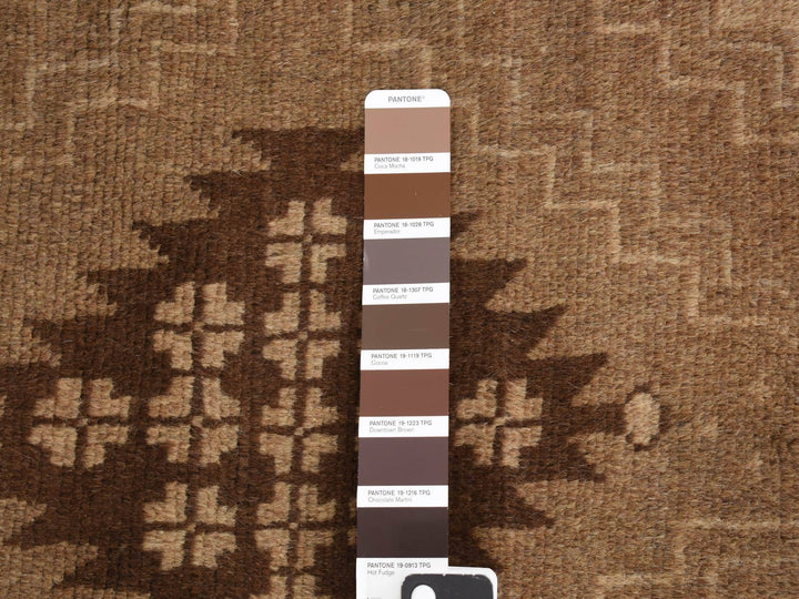 2'9" x 12'8" New Hand Knotted Brown Wool Runner Oriental Rug - MOA10287963