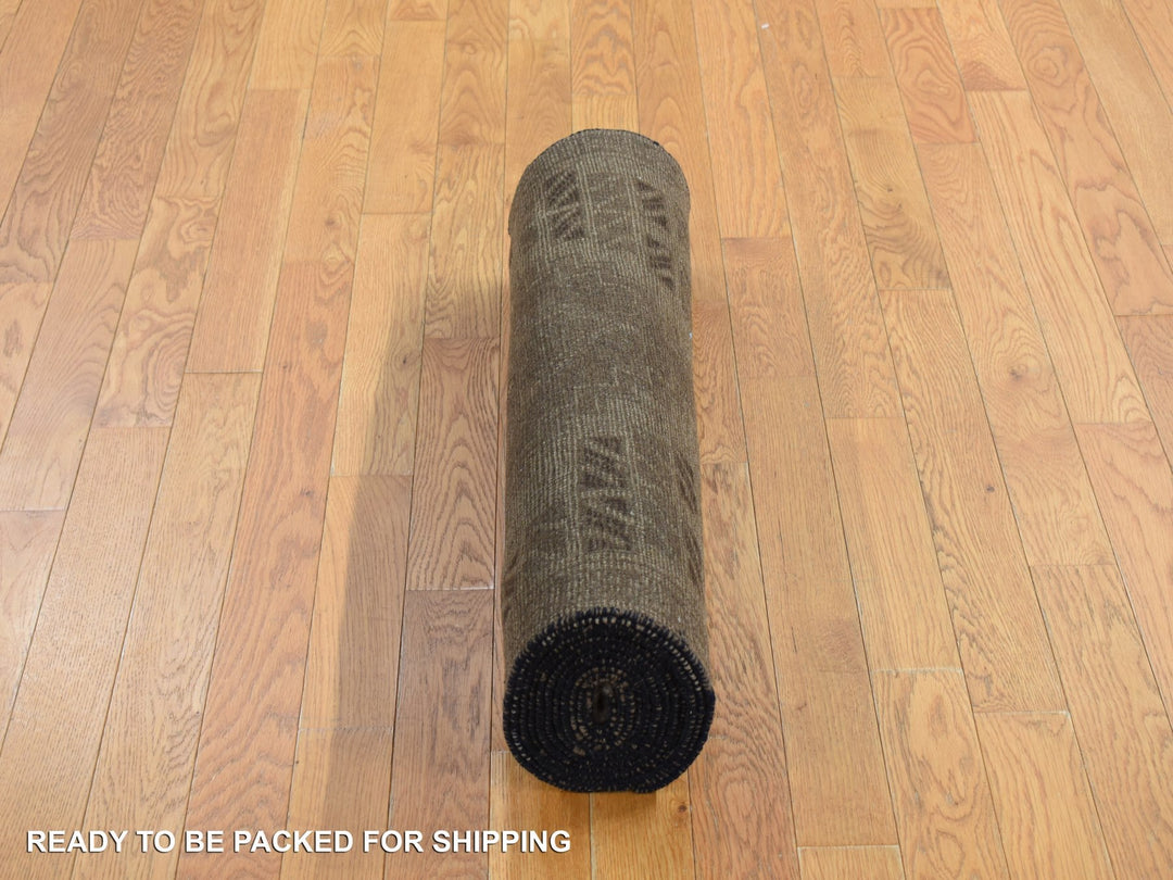 2'9" x 12'8" New Hand Knotted Brown Wool Runner Oriental Rug - MOA10287963