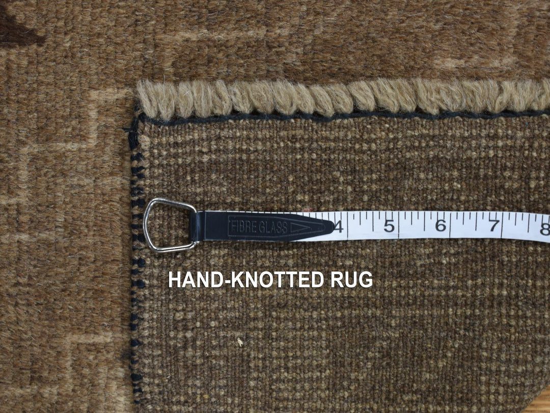 2'9" x 12'8" New Hand Knotted Brown Wool Runner Oriental Rug - MOA10287963