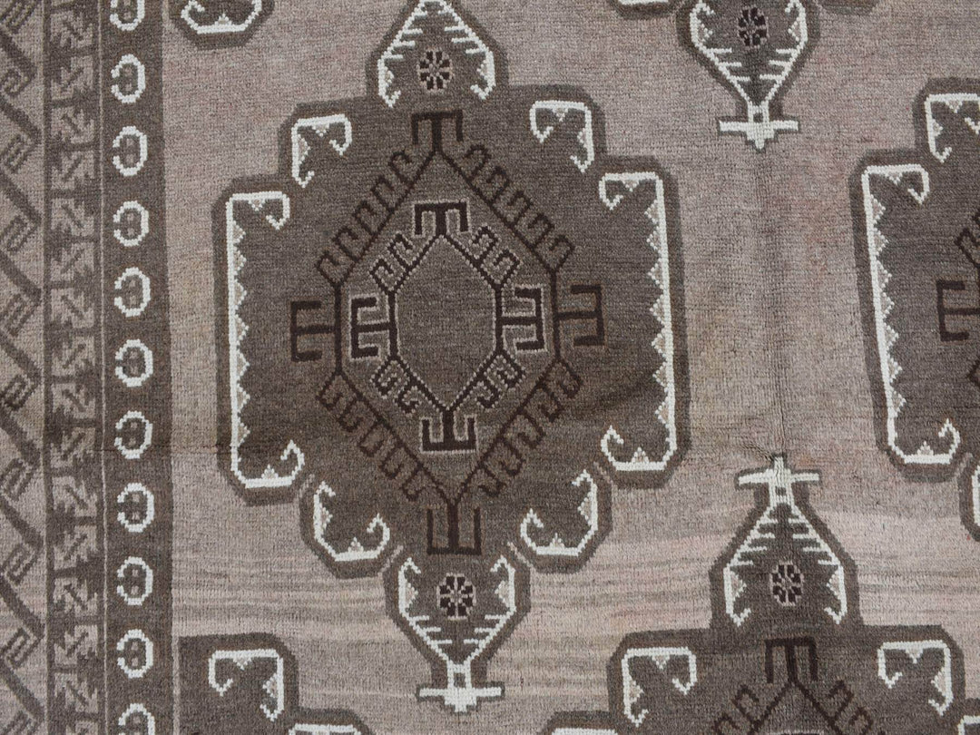 6'3" x 9'10" Vintage Hand Knotted Grey Wool Rectangle Oriental Rug - MOA10287964