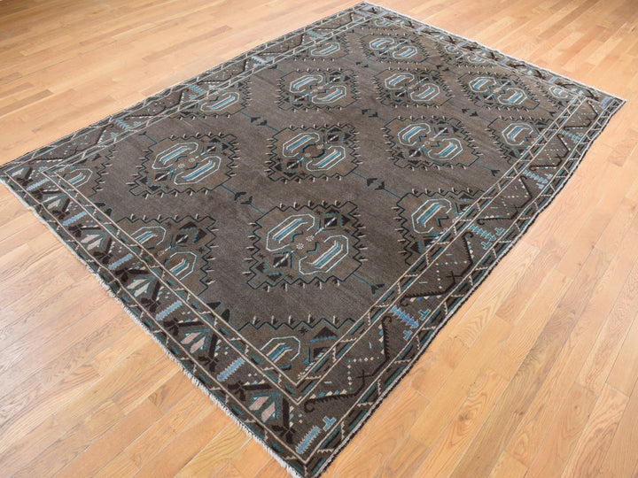 6'8" x 9'9" New Hand Knotted Brown Wool Rectangle Oriental Rug - MOA10287968
