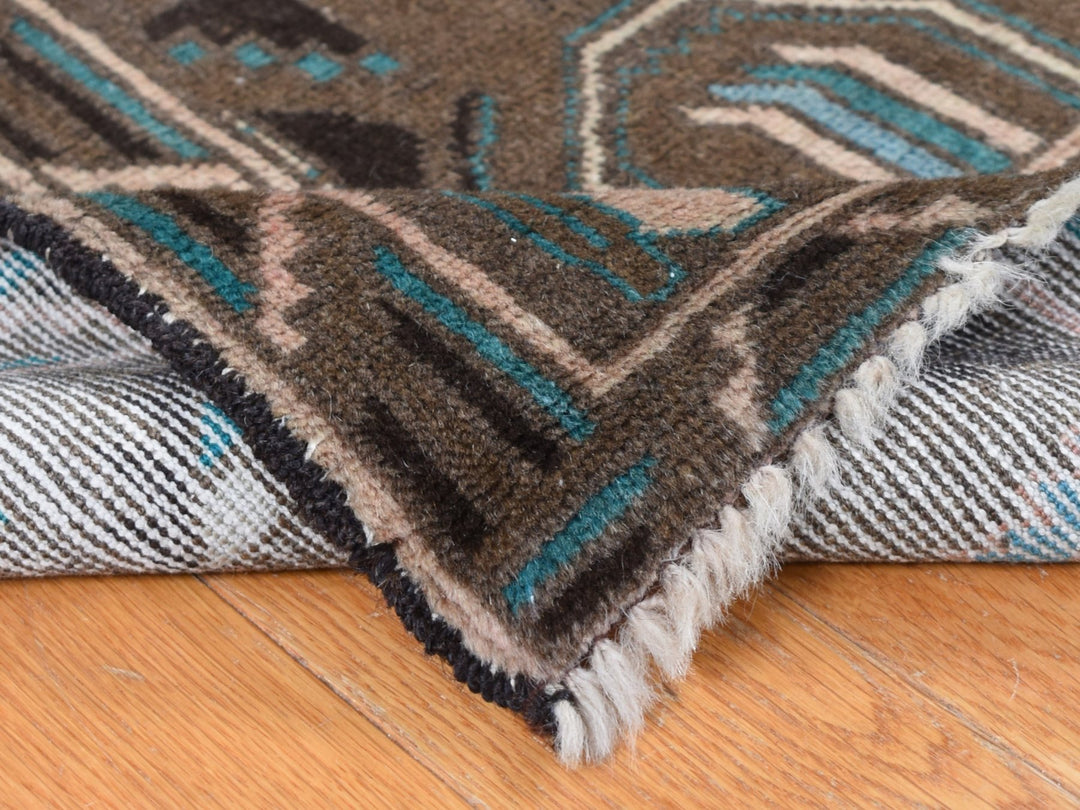 6'8" x 9'9" New Hand Knotted Brown Wool Rectangle Oriental Rug - MOA10287968