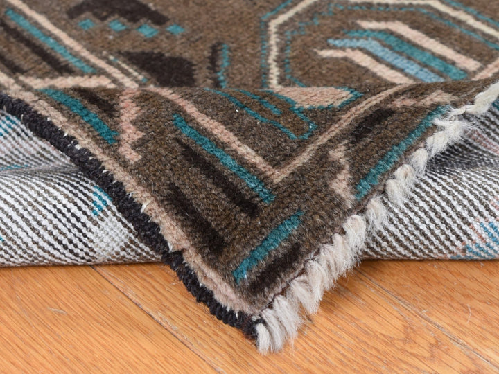 6'8" x 9'9" New Hand Knotted Brown Wool Rectangle Oriental Rug - MOA10287968
