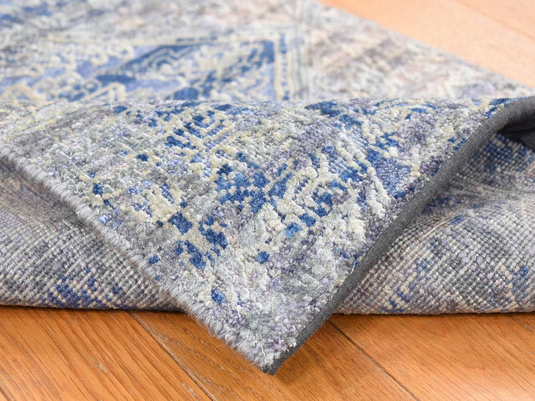 2'0" x 3'1" New Hand Knotted Blue Wool & Silk Rectangle Oriental Rug - MOA10287972
