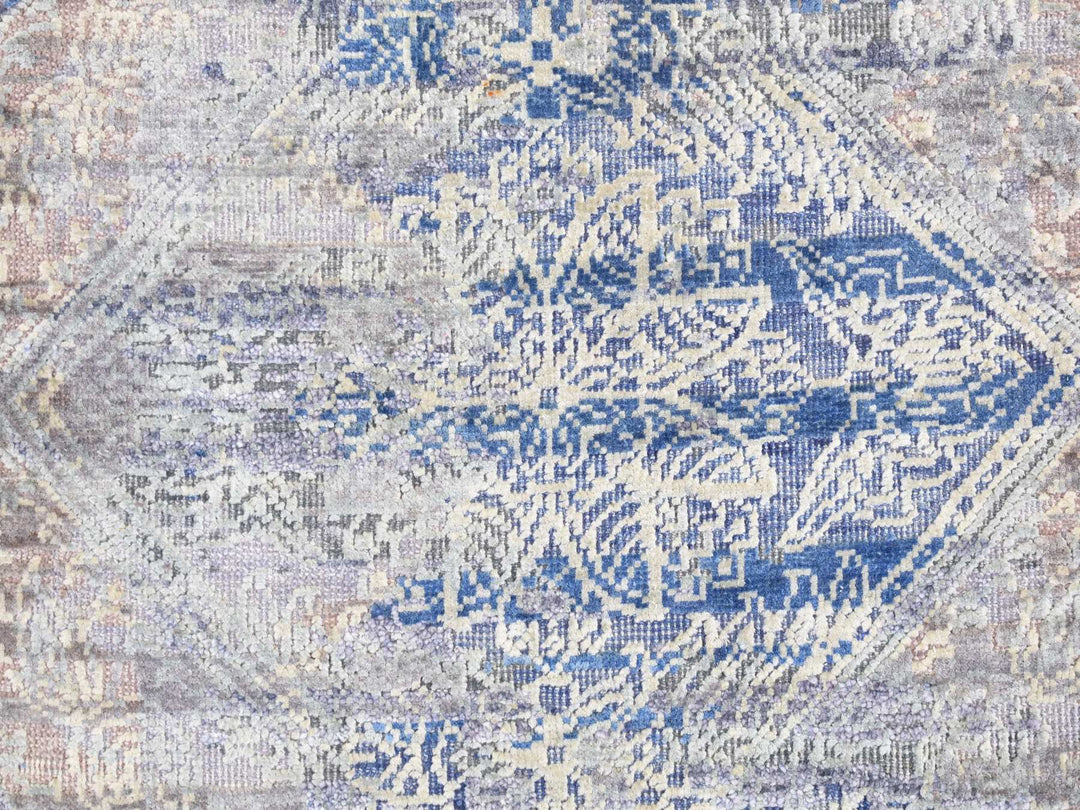 2'0" x 3'1" New Hand Knotted Blue Wool & Silk Rectangle Oriental Rug - MOA10287972