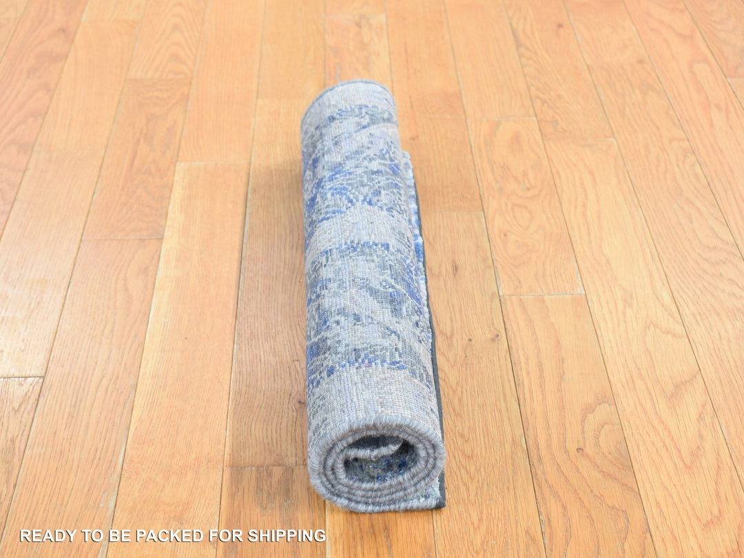 2'0" x 3'1" New Hand Knotted Blue Wool & Silk Rectangle Oriental Rug - MOA10287972