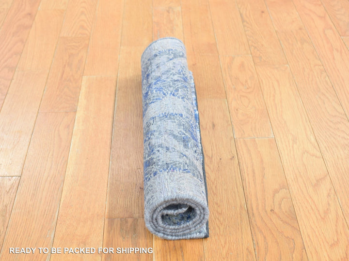 2'0" x 3'1" New Hand Knotted Blue Wool & Silk Rectangle Oriental Rug - MOA10287972