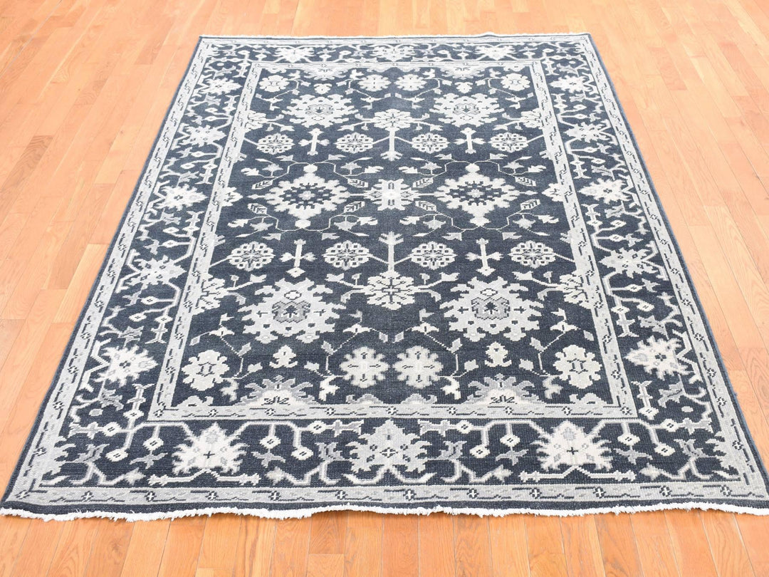 6'1" x 9'0" New Hand Knotted Green Wool Rectangle Oriental Rug - MOA10287982