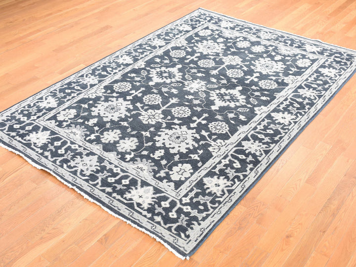 6'1" x 9'0" New Hand Knotted Green Wool Rectangle Oriental Rug - MOA10287982
