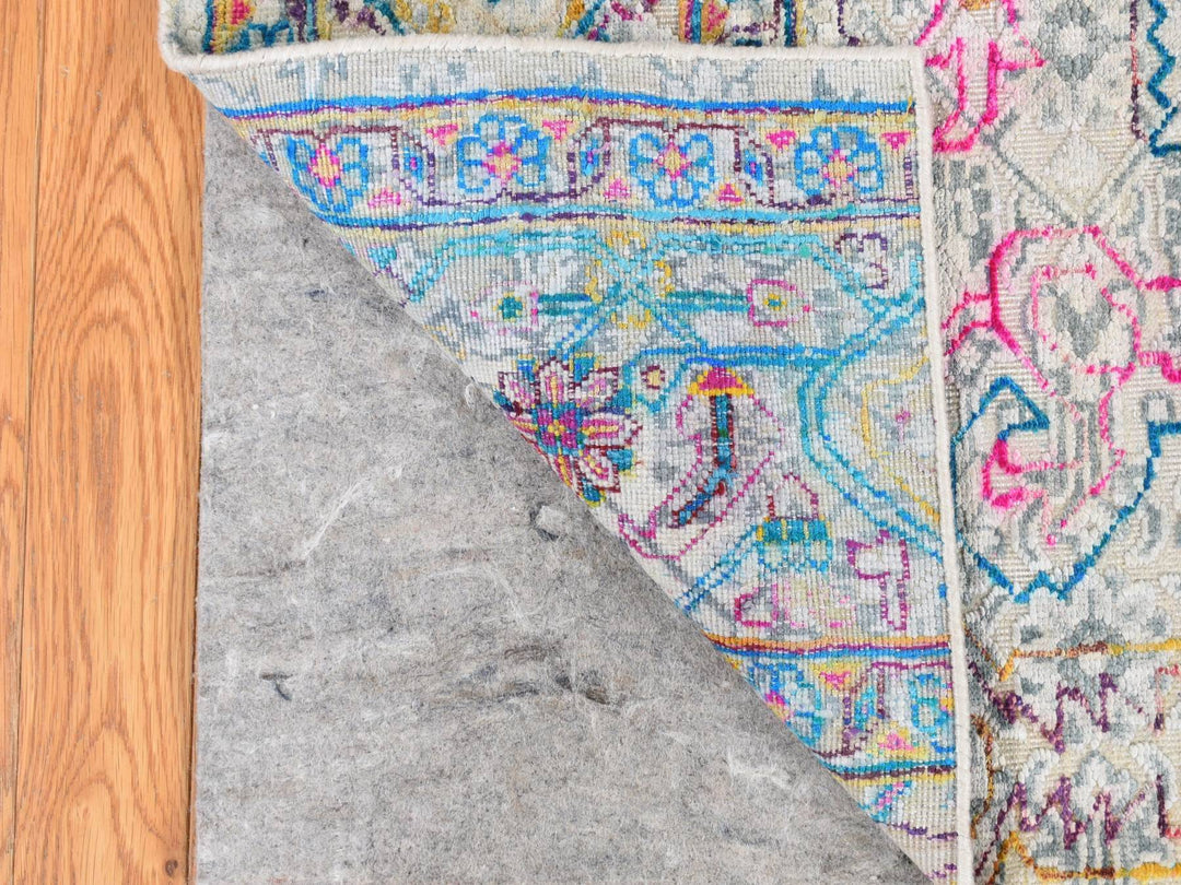 2'0" x 2'0" New Hand Knotted Ivory Wool & Silk Square Oriental Rug - MOA10287991