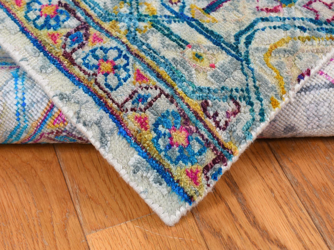 2'0" x 2'0" New Hand Knotted Ivory Wool & Silk Square Oriental Rug - MOA10287991
