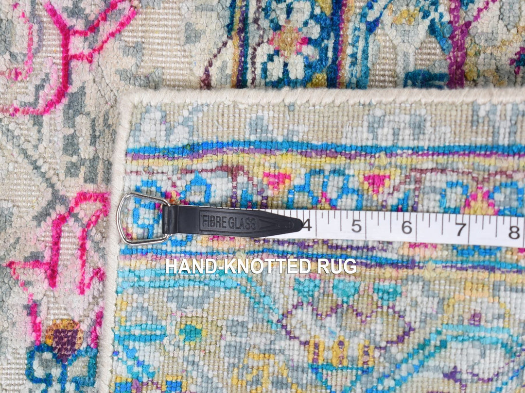 2'0" x 2'0" New Hand Knotted Ivory Wool & Silk Square Oriental Rug - MOA10287991