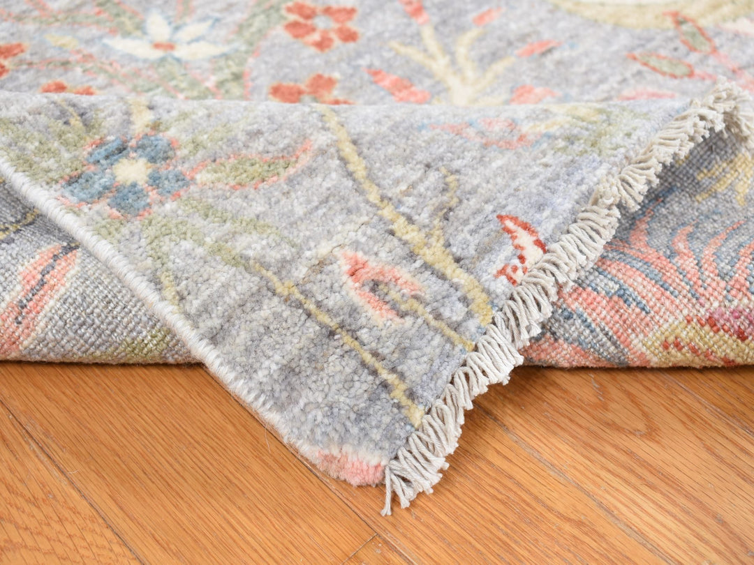 8'0" x 8'0" New Hand Knotted Grey Wool Square Oriental Rug - MOA10287996