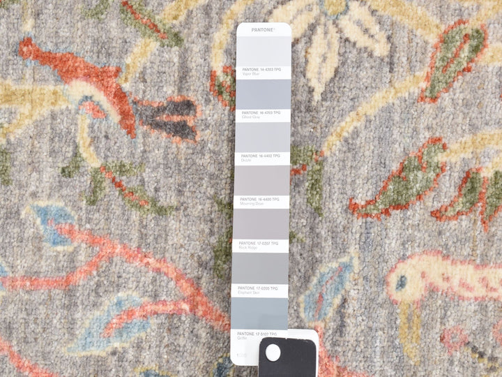8'0" x 8'0" New Hand Knotted Grey Wool Square Oriental Rug - MOA10287996