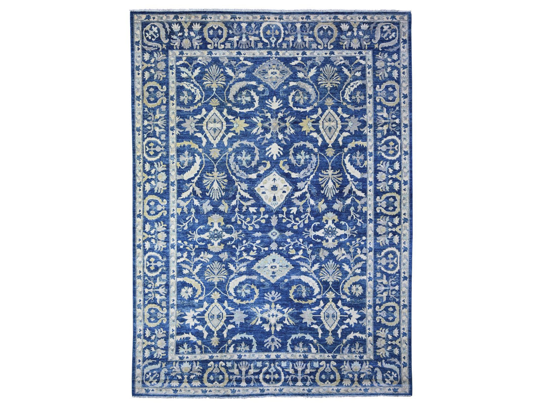 10'2" x 13'8" New Hand Knotted Blue Wool Rectangle Oriental Rug - MOA10288004